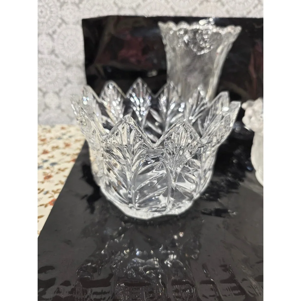 Crystal Clear Glass Vases and Bowls Set Home‎ Decor Floral Arrangement lot of 3